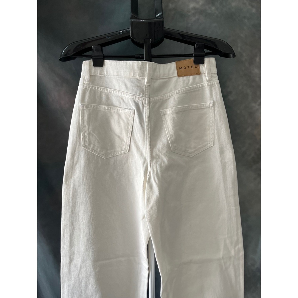 New Motel Parallel Jeans 43 White Straight Leg High‎ Rise Denim Pants S/31L - Picture 3 of 5